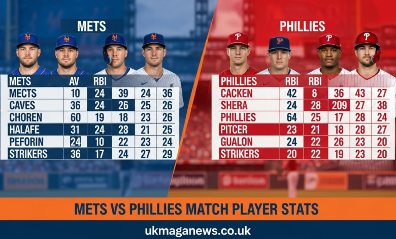 Mets vs Phillies match player stats